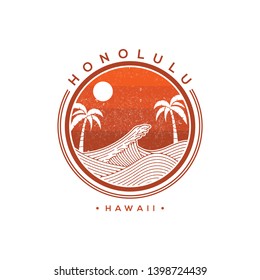 honolulu hawaii vector logo illustration