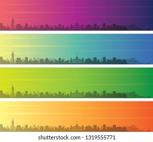 Honolulu Multiple Color Gradient Skyline Banner