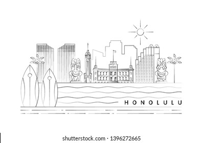 honolulu skyline drawing