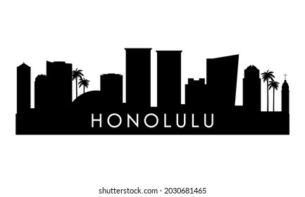 Honolulu skyline silhouette. Black Honolulu city design isolated on white background. 