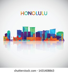 Honolulu skyline silhouette in colorful geometric style. Symbol for your design. Vector illustration.