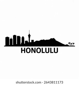 Silhueta do horizonte de Honolulu — Ilustração do vetor da capital da ilha tropical