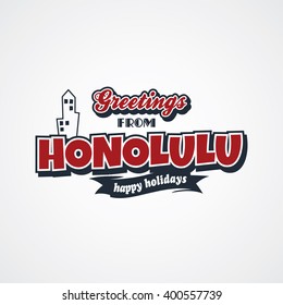 honolulu vacation greetings theme vector art illustration