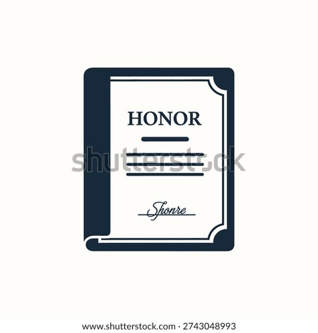 An honor certificate icon with a navy blue and white color scheme