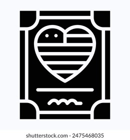 Honor Certificate, Memorial Day Vector Icon. Isolated Silhouette Vector Icon.
