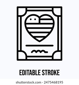 Honor Certificate, Memorial Day Vector Icon. Isolated Lineal Editable Stroke Vector Icon.