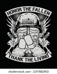 Honor The Fallen Thank the living Veteran T-shirt Design