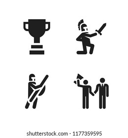 honor icon. 4 honor vector icons set. warrior, trophy and battle icons for web and design about honor theme