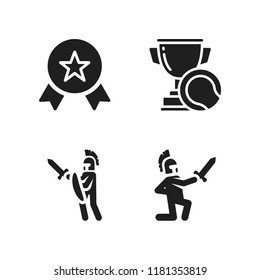 honor icon. 4 honor vector icons set. warrior, award and trophy icons for web and design about honor theme