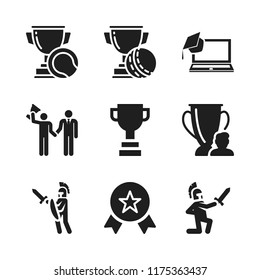 honor icon. 9 honor vector icons set. laptop with a graduation cap, battle and warrior icons for web and design about honor theme