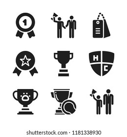 honor icon. 9 honor vector icons set. award, trophy and dog tags military icons for web and design about honor theme