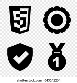 Honor icons set. set of 4 honor filled icons such as award, medal