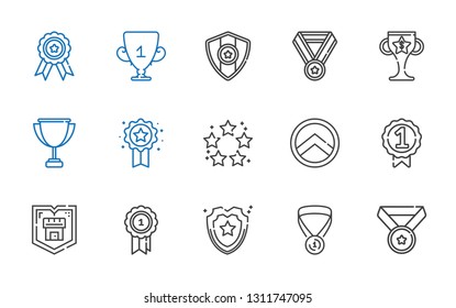 honor icons set. Collection of honor with medal, shield, badge, best, trophy. Editable and scalable honor icons.