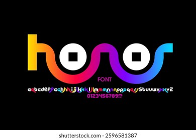 Honor. Linked letters font design, alphabet and numbers vector illustration