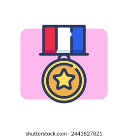 Icono de línea delgada de medalla de honor. Estrella, recompensa honorífica, premio. Concepto de triunfo o logro. Elemento de símbolo de ilustración vectorial para diseño web y aplicaciones