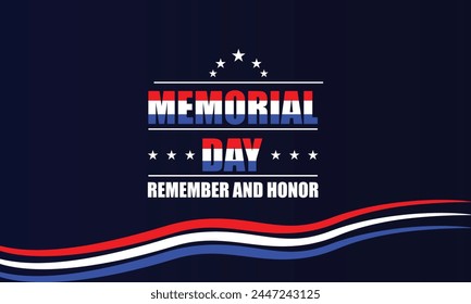 In Honor and Memory of Memorial Day Text with USA Flag Illustration