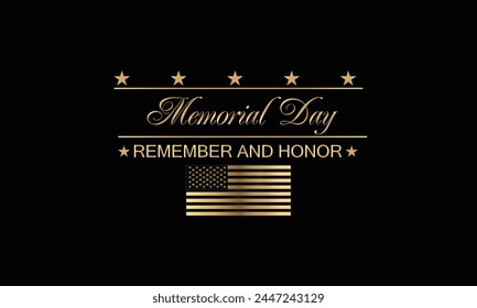 In Honor and Memory of Memorial Day Text with USA Flag Illustration
