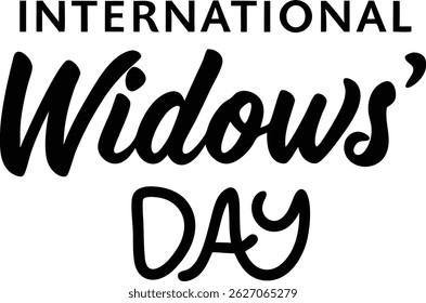 Honor and remember widows worldwide with this elegant black and white vector design commemorating International Widows Day. 