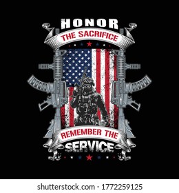 honor the sacrifice remember the service with usable vector veteran t shirt design