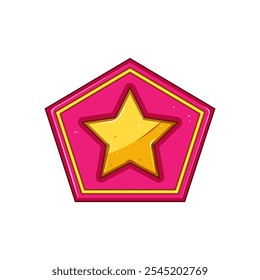 honor star badge cartoon. symbol achievement, pin medal, distinction accolade honor star badge sign. isolated symbol vector illustration