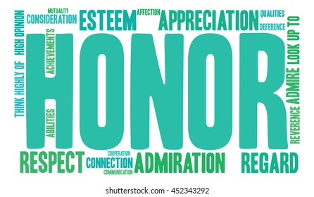Honor word cloud on a white background. 