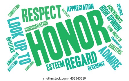 Honor word cloud on a white background. 