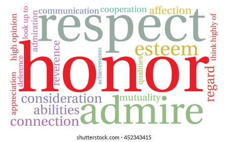 Honor word cloud on a white background. 