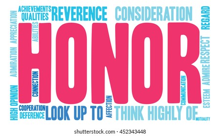 Honor word cloud on a white background. 