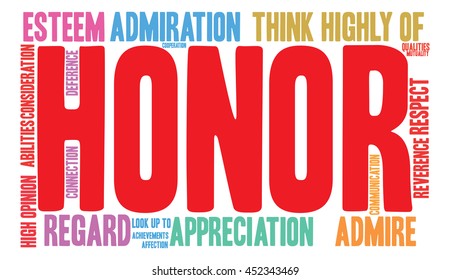 Honor word cloud on a white background. 