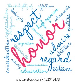 Honor word cloud on a white background. 