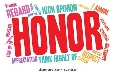 Honor word cloud on a white background. 