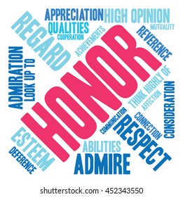 Honor word cloud on a white background. 