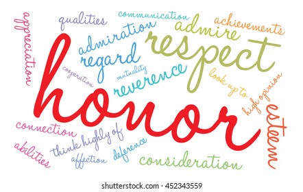 Honor word cloud on a white background. 