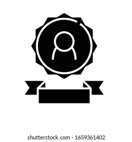 Icono negro de emblema, ilustración conceptual, símbolo plano vectorial, signo de glifo.