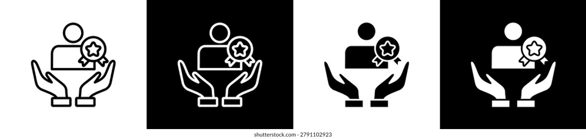 Honorable Icon In Outline And Glyph Styles With Black And White Variations