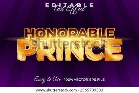 Honorable Prince Editable text style effect, Glossy 3D text style theme.