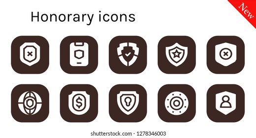  honorary icon set. 10 filled honorary icons. Simple modern icons about  - Shield