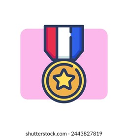 Icono de línea fina de recompensa honorífica. Medalla, insignia, trofeo, premio. Concepto de triunfo o logro. Elemento de símbolo de ilustración vectorial para diseño web y aplicaciones