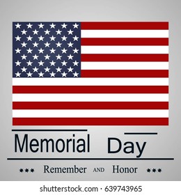 Honoring all who served banner for memorial day. American flag on gray