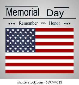 Honoring all who served banner for memorial day. American flag on gray
