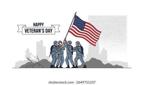 Homenagem ao serviço militar e sacrifício celebrando heróis americanos no dia dos veteranos