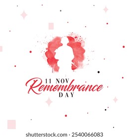 Honoring Remembrance Day post. November 11 Tribute to Veterans and Fallen Heroes. Celebrating Courage. Sacrifice, Patriotism, Memorial Symbols, Military Pride, social media poster, vector