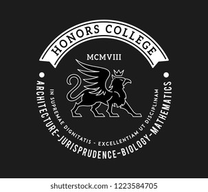 Honors college badge white on black is a vector illustration about studying and learning