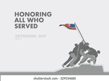 Honors Veterans day,the monument and flag flat theme design art
