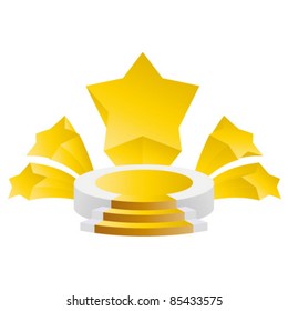 honour succeed podium  rostrum with divergent stars background