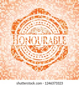 Honourable abstract orange mosaic emblem