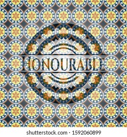 Honourable arabic style emblem. Arabesque decoration.