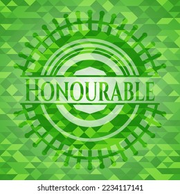 Honourable green emblem. Mosaic background. Vector Illustration. Detailed. 
