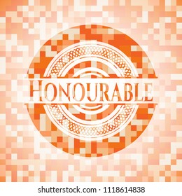 Honourable orange mosaic emblem