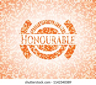 Honourable orange mosaic emblem